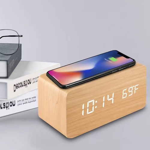 Led wooden digital - wooden, bedside