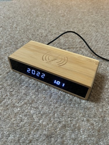 Wooden digital alarm clock - alarm,